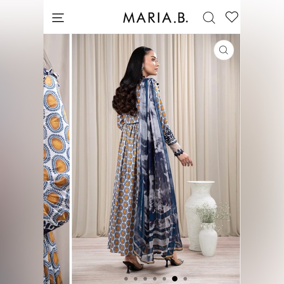 Blue and White Patterned Maria. B. Lawn Dress - Picture 4 of 11